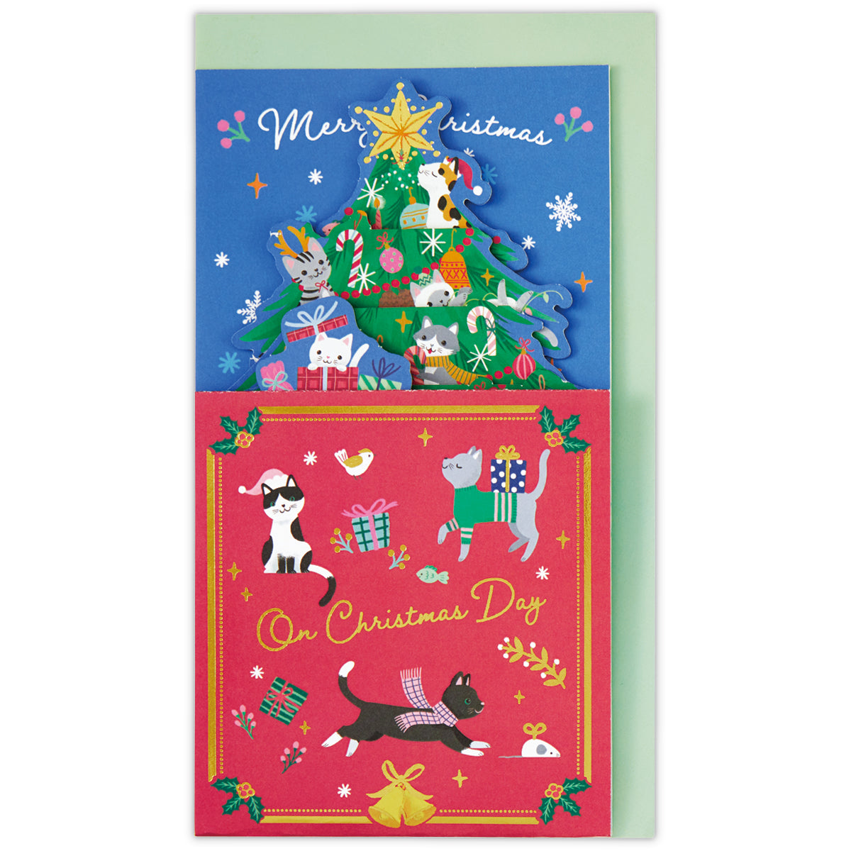 ♥♡*クリスマス飾り**☆♡♥ 立てて飾れる キャットクリスマスツリー【立体クリスマスカード】日本