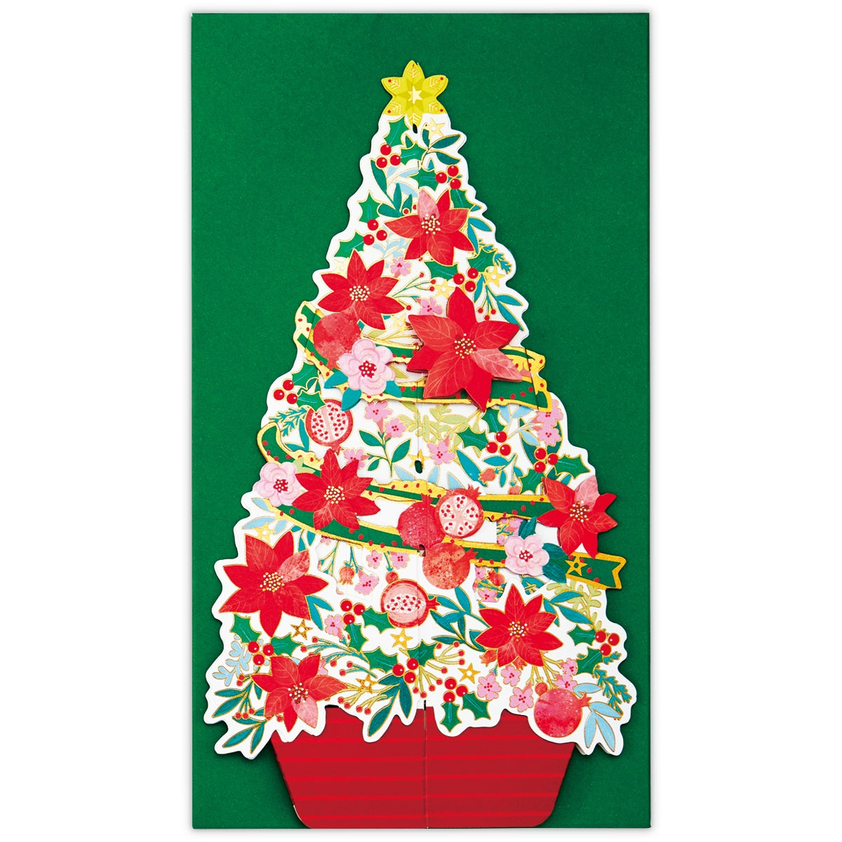 立てて飾れる ポインセチアツリー【立体クリスマスカード】日本ホール