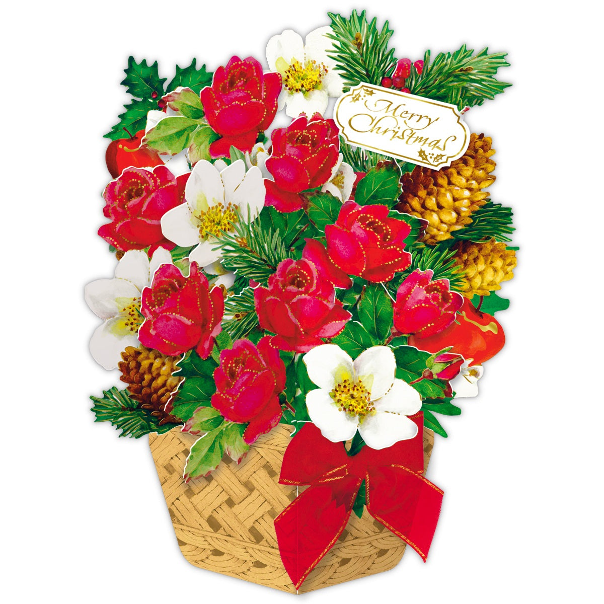 立てて飾れる クリスマスフラワーアレンジメント【立体クリスマス