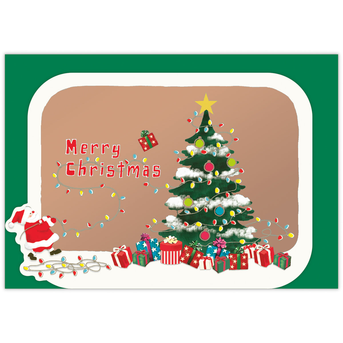 ツリーをかざるサンタⅡ【立体クリスマスカード】日本ホールマークの