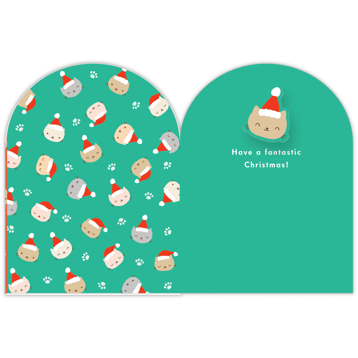 バネねこフェイス【二つ折りクリスマスカード】日本ホールマークの
