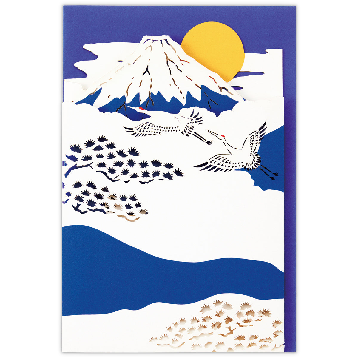 立てて飾れる LG富士松鶴Ⅲ【二つ折りクリスマスカード／レーザー