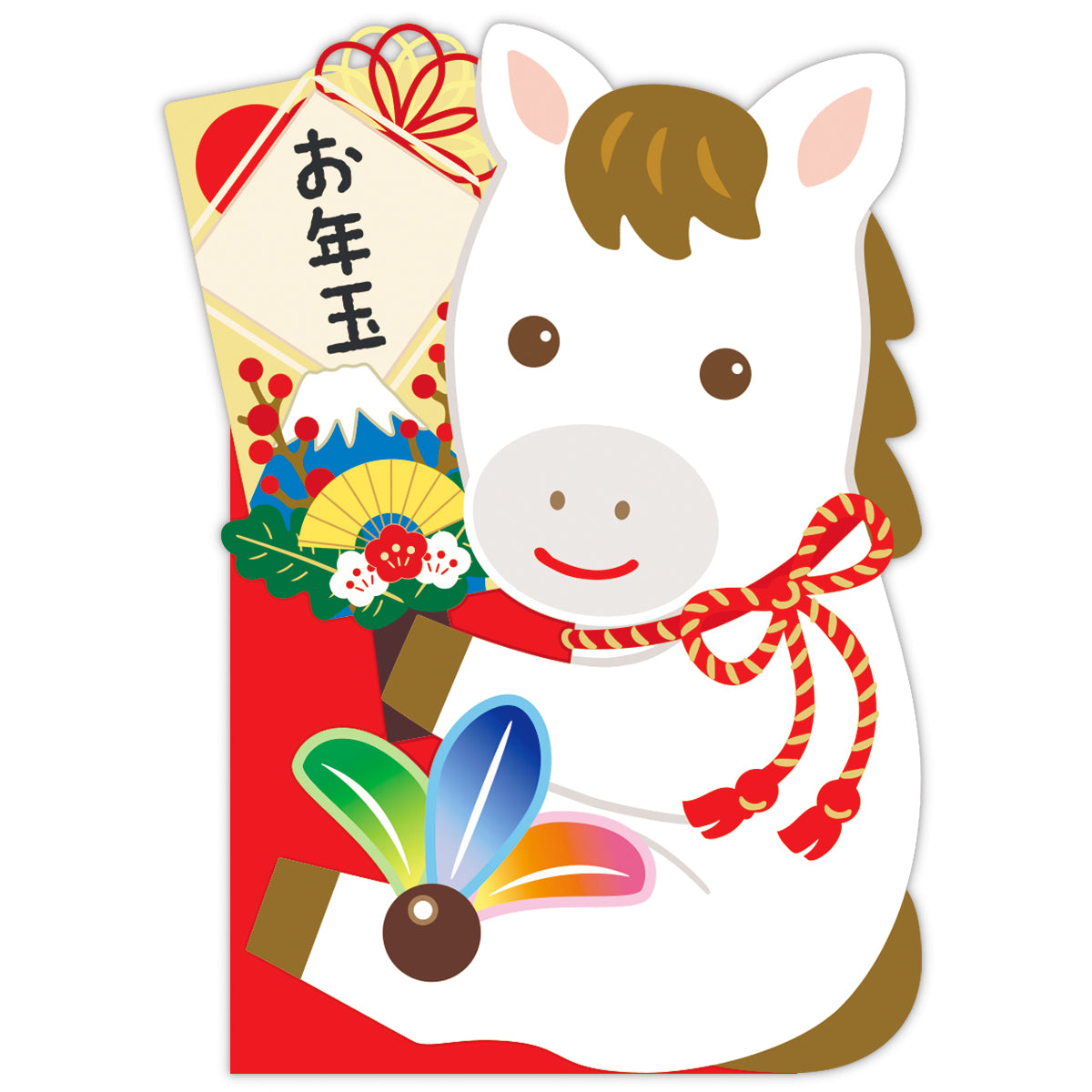 ダイカット 羽子板うま【年賀ポチ袋・お年玉袋｜1柄3枚入り】日本