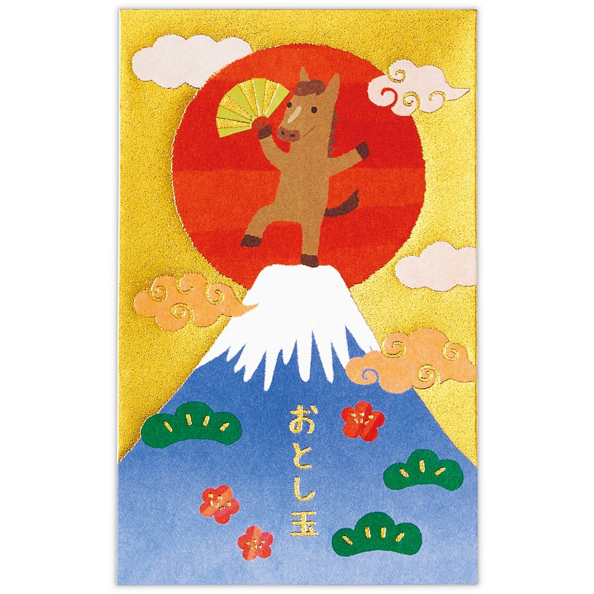 箔 富士山登頂うま【年賀ポチ袋・お年玉袋｜1柄3枚入り】日本ホール