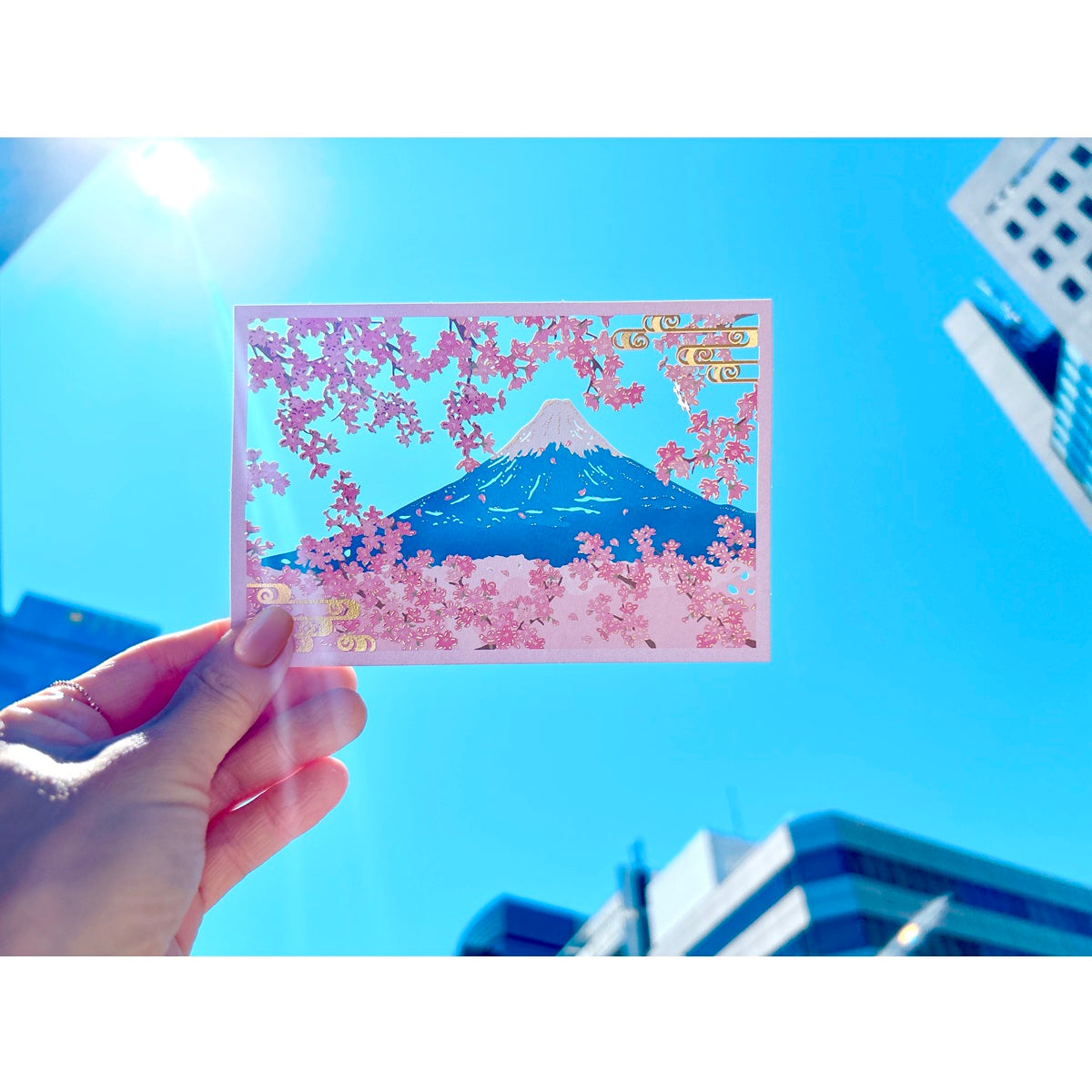 日本の美しさ 桜と富士【ポストカード／1柄1枚入り／レーザー