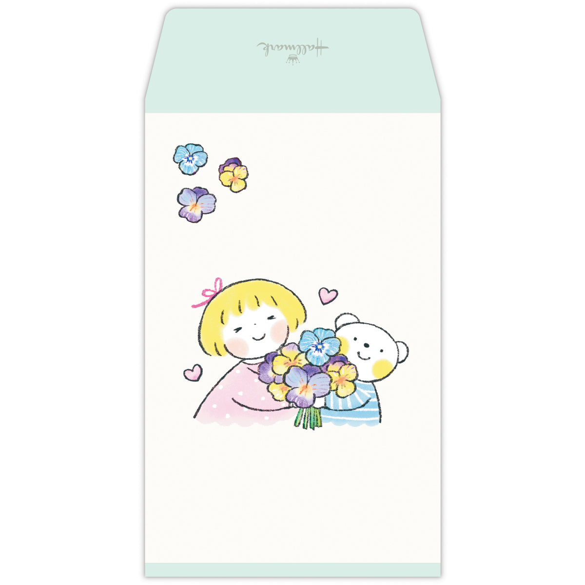 はるちゃんとふうくん お花【メモ付きポチ袋／仲良しともだち】日本