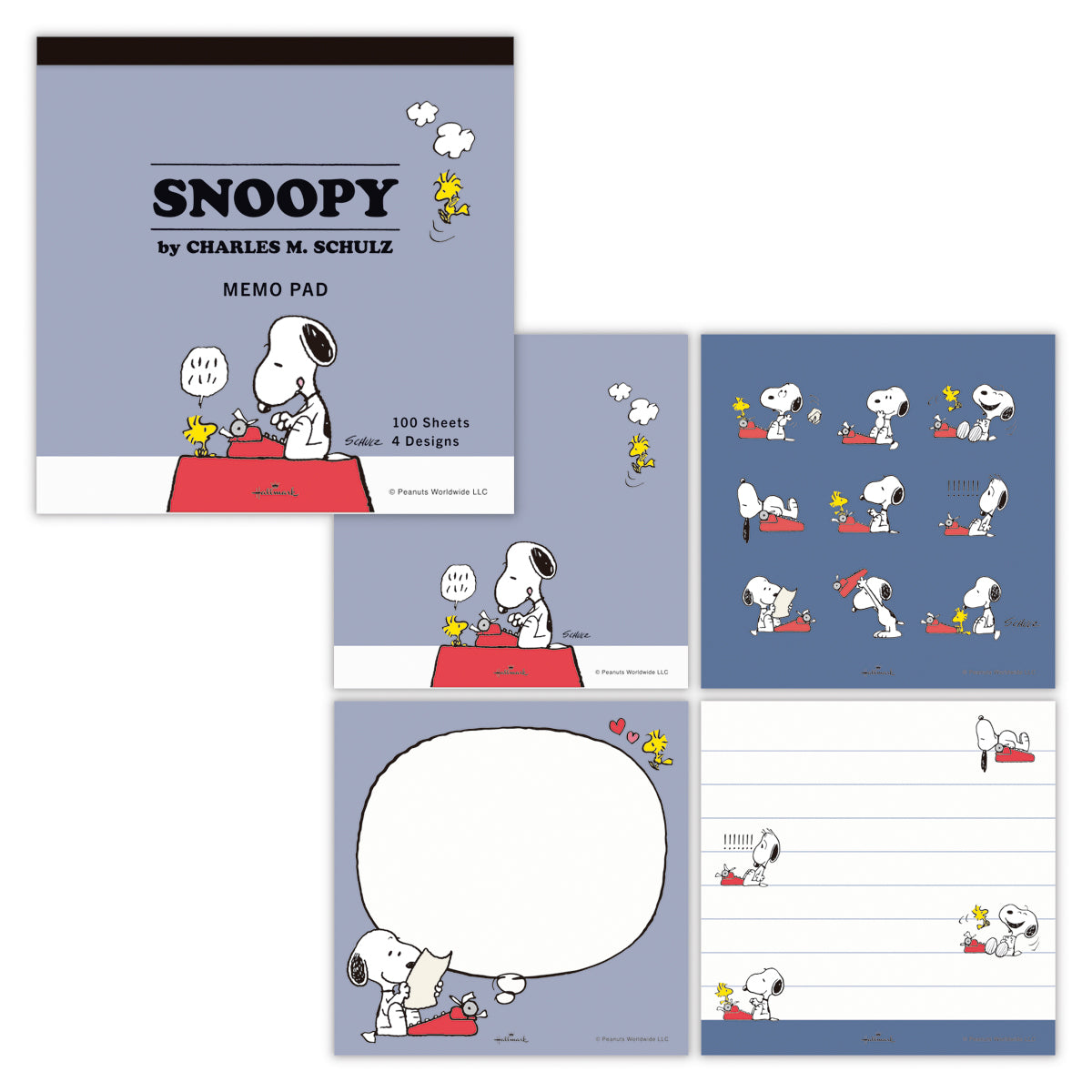スヌーピー Happiness is Red TYPEWRITER【メモパッド｜4柄100枚