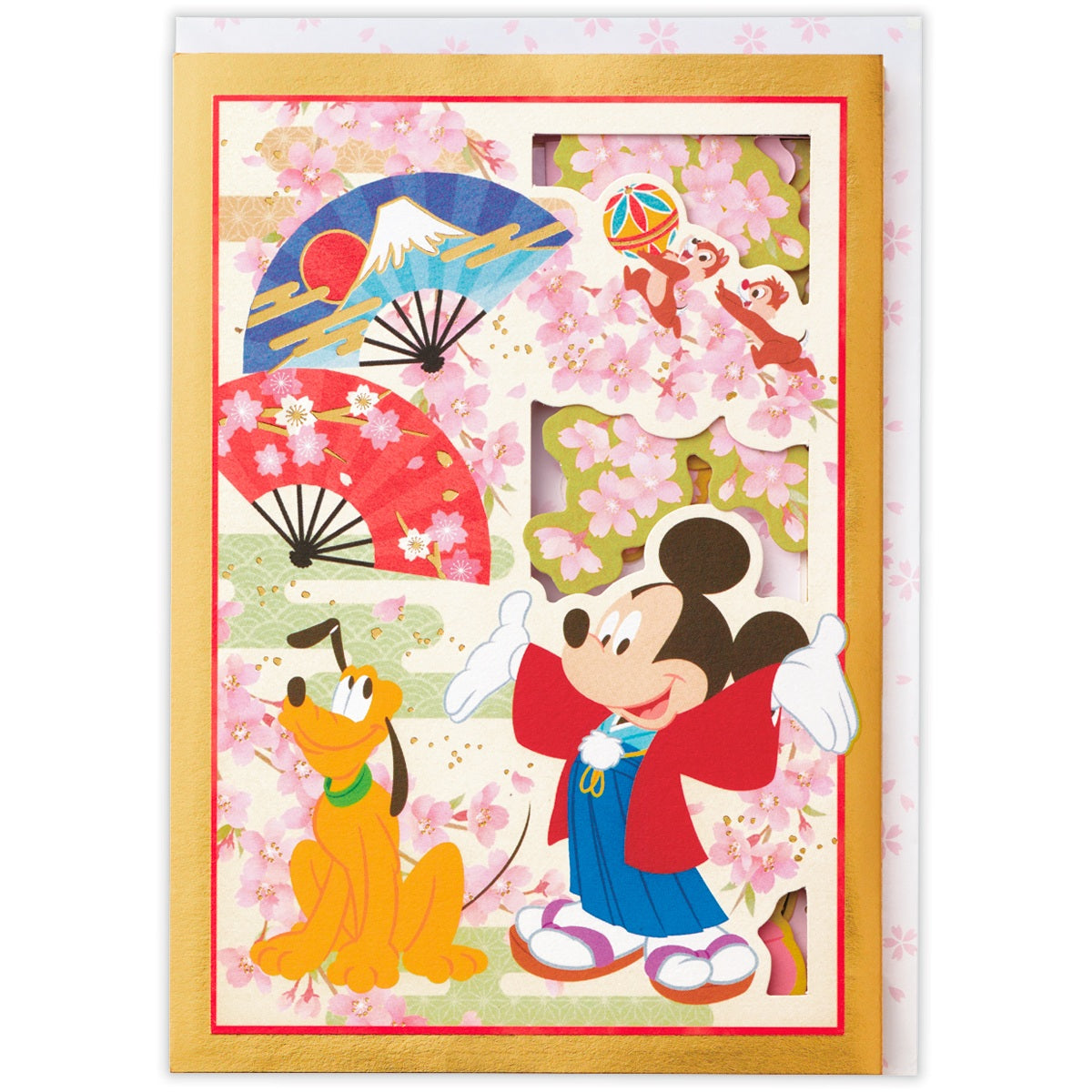 ディズニーカード新品未開封 ディズニー 金屏風ハローニッポン【多目的／立体カード】｜日本ホール