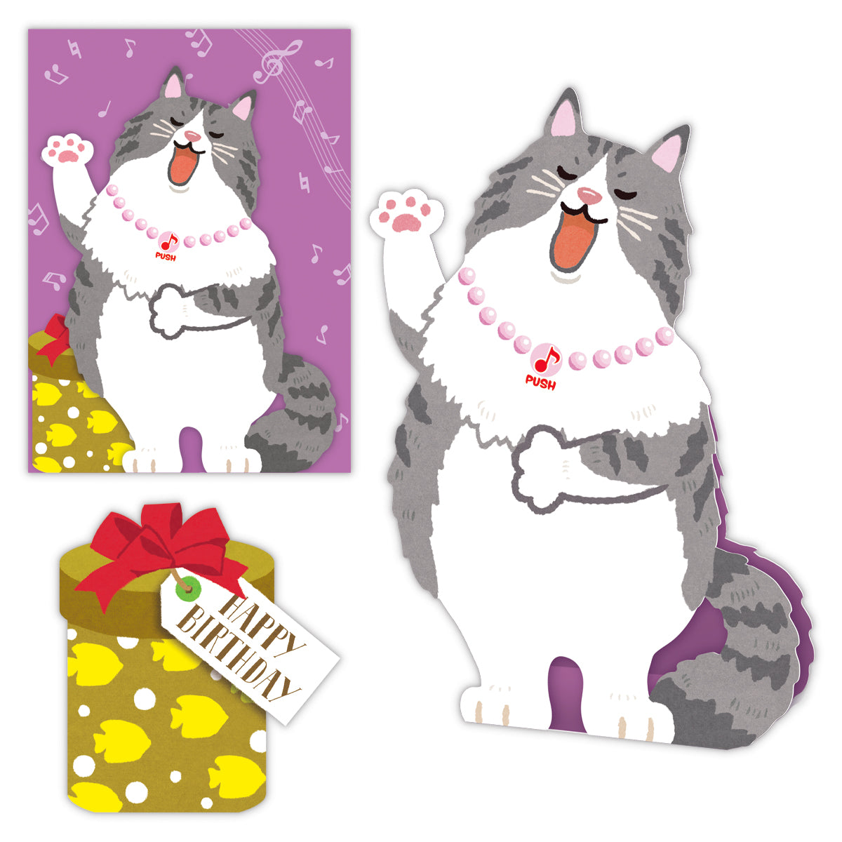 オペラネコ【誕生お祝い／立体オルゴール／熱唱系アニマルズ】｜日本