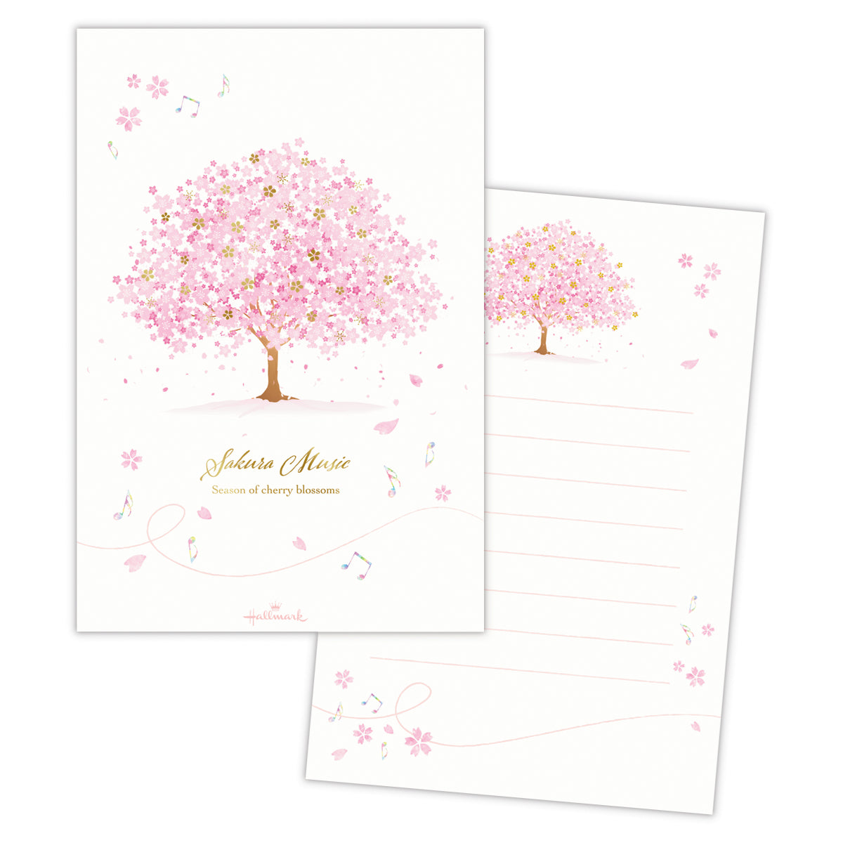 サクラミュージック【桜柄ハガキ箋｜ヨコ罫｜1柄8枚】｜日本ホール