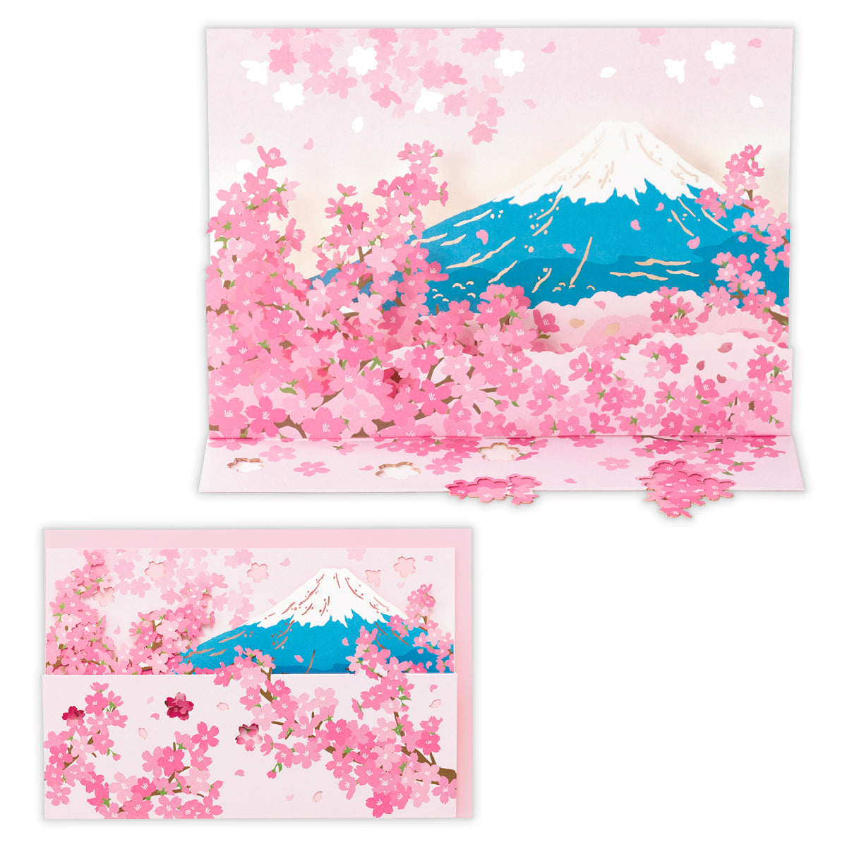 桜と富士山【多目的／春柄立体カード／レーザーギャラリー】｜日本