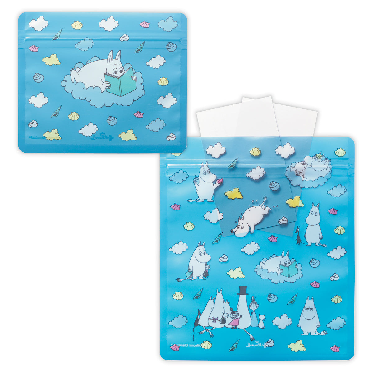 ムーミン Moomin valley’s day ブルー ムーミン【ジッパーバッグ｜大1柄3枚 小1柄3枚】｜日本ホールマークの文具・ステーショナリー