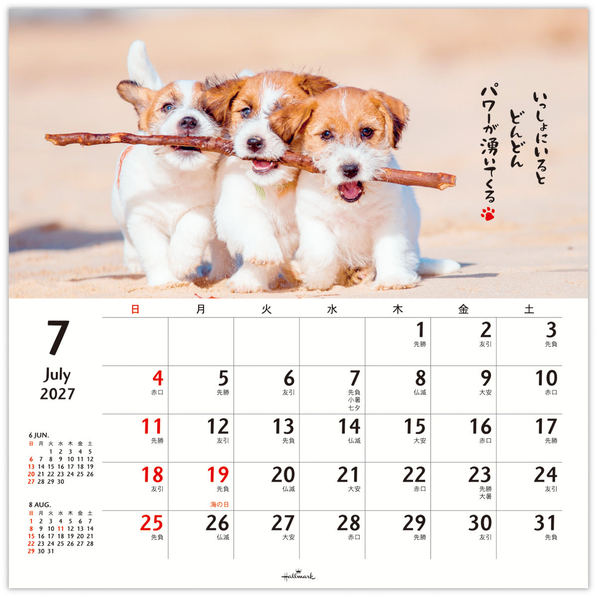 ③『犬』壁掛けチャリティーカレンダー5枚セット ほめわんこ【壁掛け｜リングカレンダー大 2027】｜日本ホールマークの