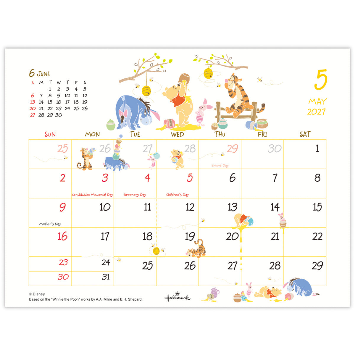ディズニー くまのプーさん【卓上カレンダー 2027】｜日本ホールマーク