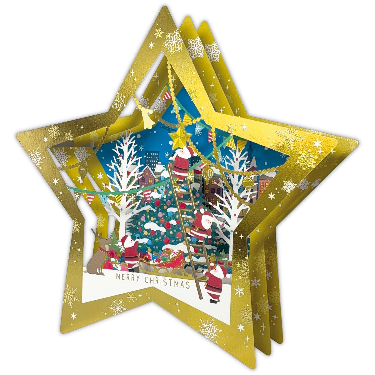 立てて飾れる レーザーカット スタータウン【立体クリスマスカード