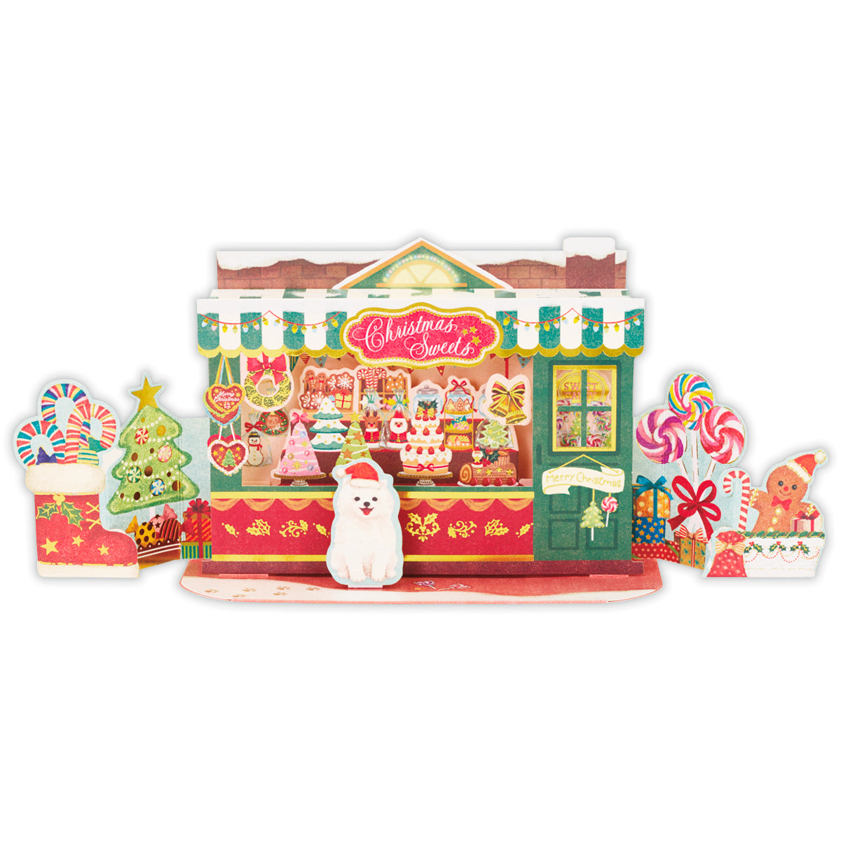 立てて飾れる クリスマススイーツショップ【立体クリスマスカード