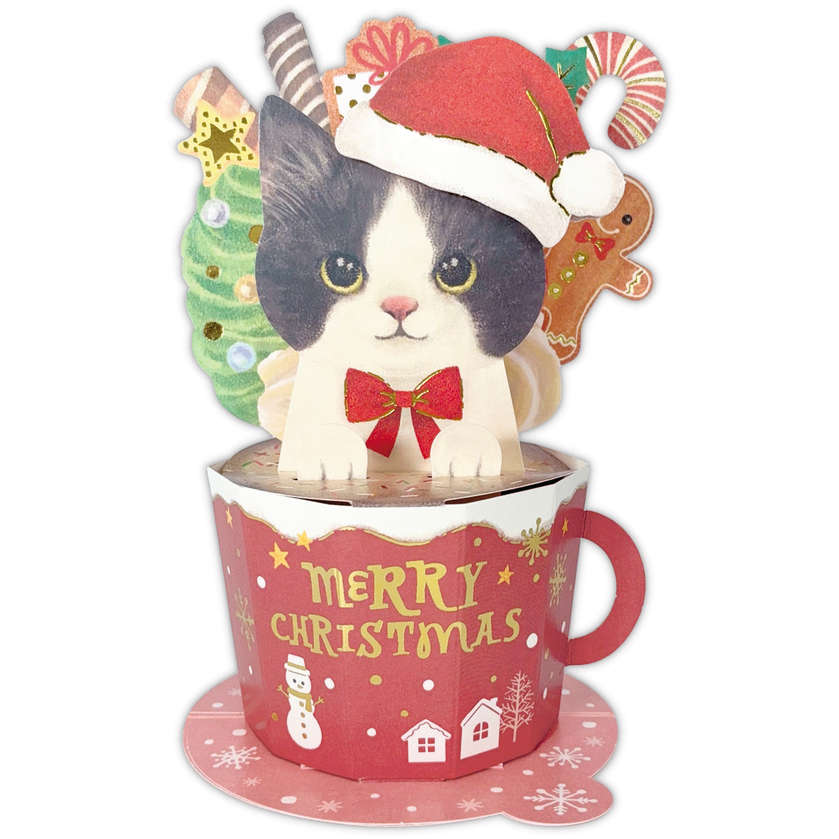 立てて飾れる カップアニマル ねこ【立体クリスマスカード】日本ホール