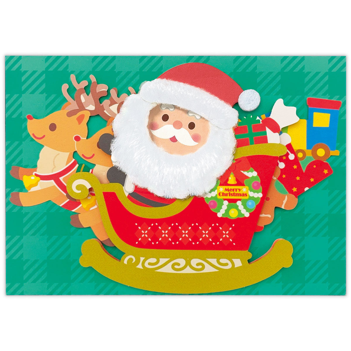 立てて飾れる ゆらゆらファーサンタ【立体クリスマスカード】日本