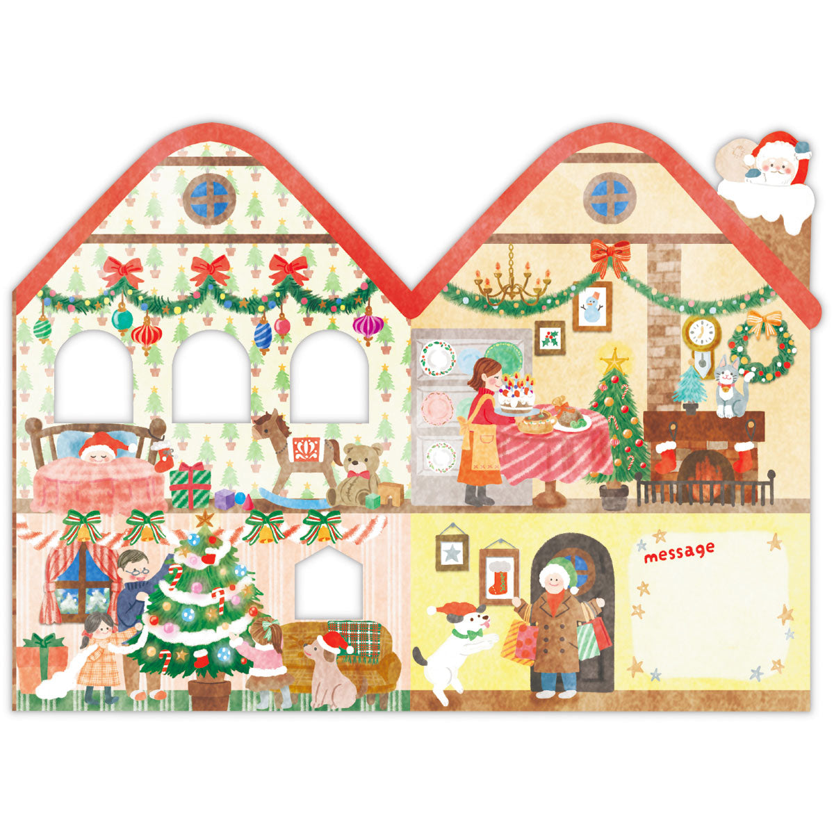 ダイカット クリスマスハウスアタッチメント【クリスマスカード】日本