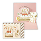 スヌーピー ケーキとキャンドルII【誕生お祝い／立体ミニカード】