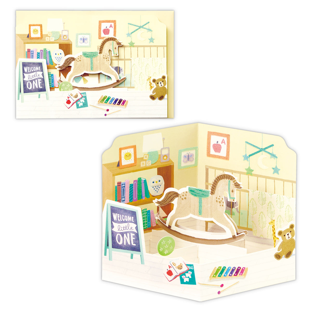 木馬【赤ちゃん誕生お祝い／立体カード／USシリーズ】