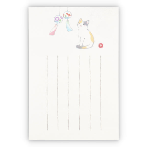 和紙墨絵猫と風鈴Ⅱ【サマーポストカード】