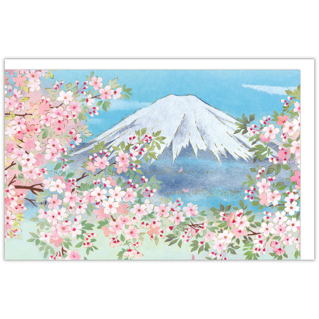 和風 箔富士と桜【二つ折りクリスマスカード】