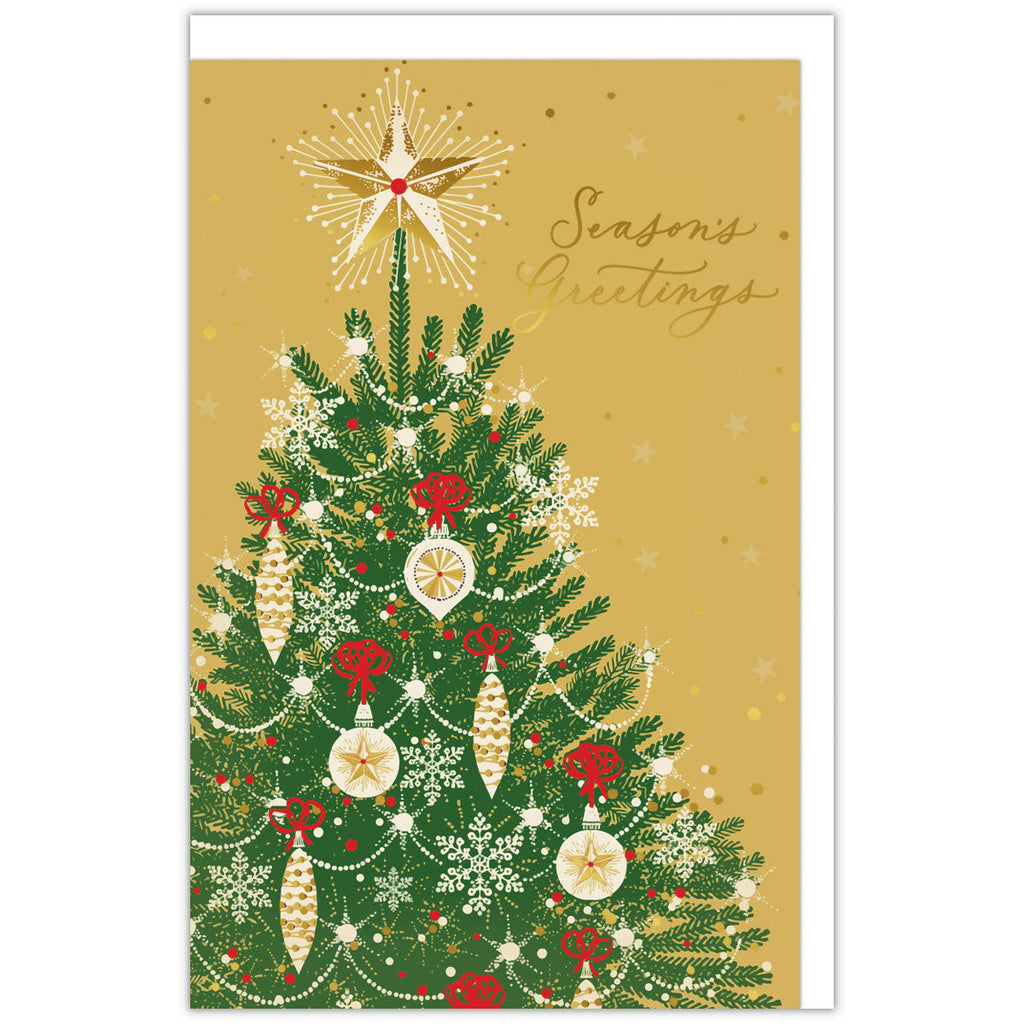 箔加工 グリーンツリー【二つ折りクリスマスカード／USA Design】