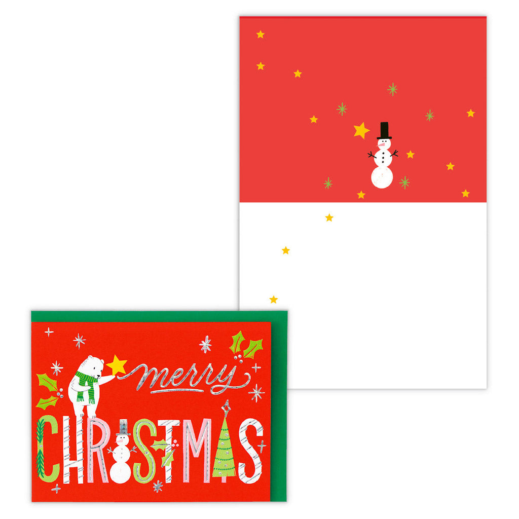 しろくまメリークリスマス【二つ折りクリスマスカード／USA Design】