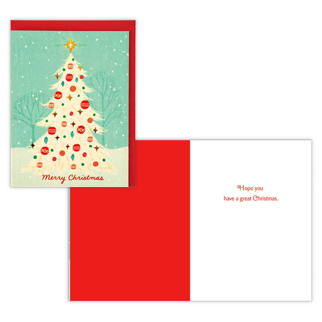 ホワイトクリスマスツリー【二つ折りクリスマスカード／USA Design】