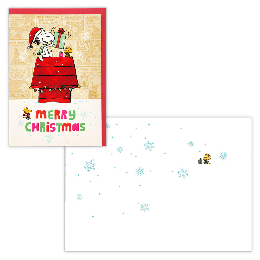 スヌーピー コミック屋根の上で【二つ折りクリスマスカード／USA Design】