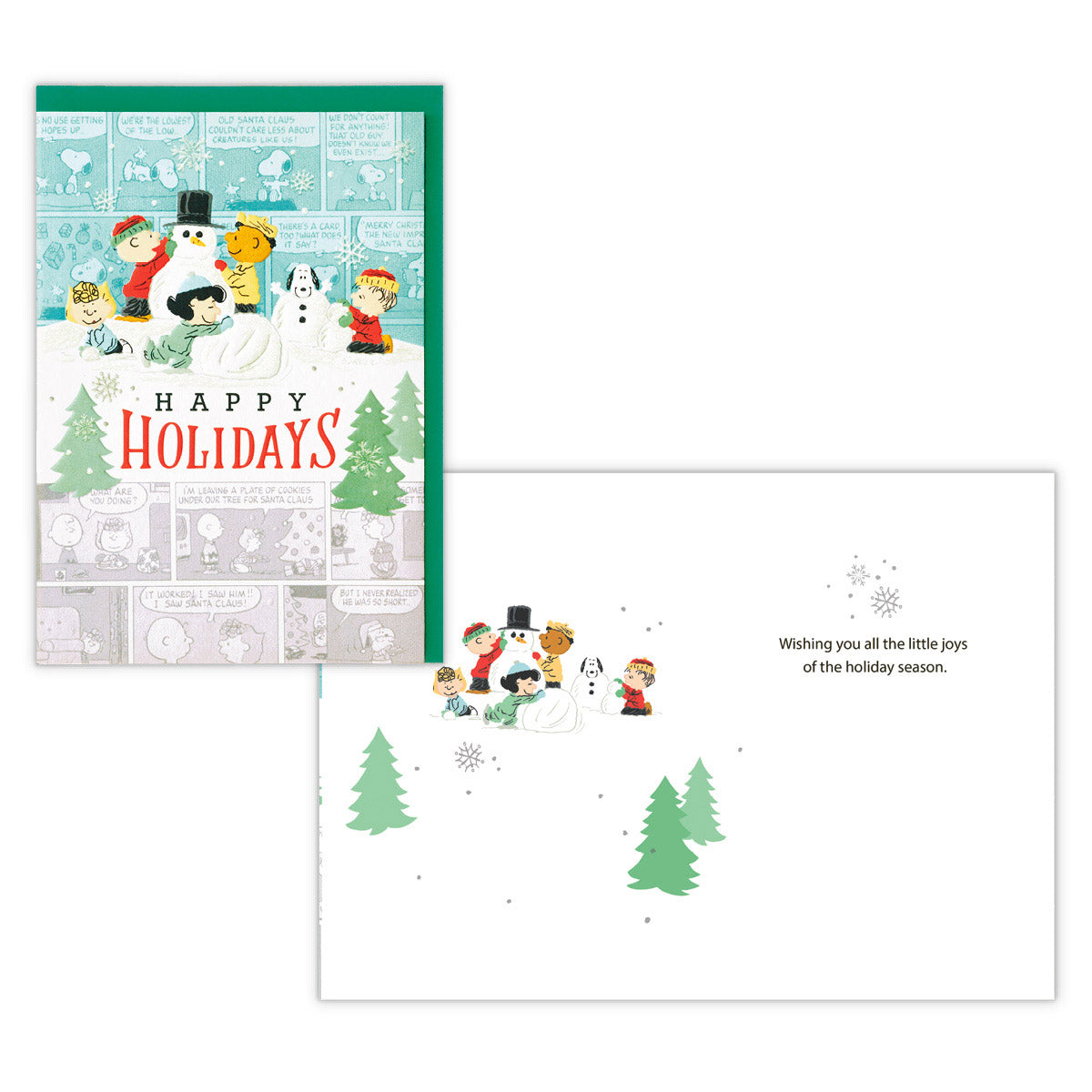 スヌーピー コミック雪遊び【二つ折りクリスマスカード／USA Design】