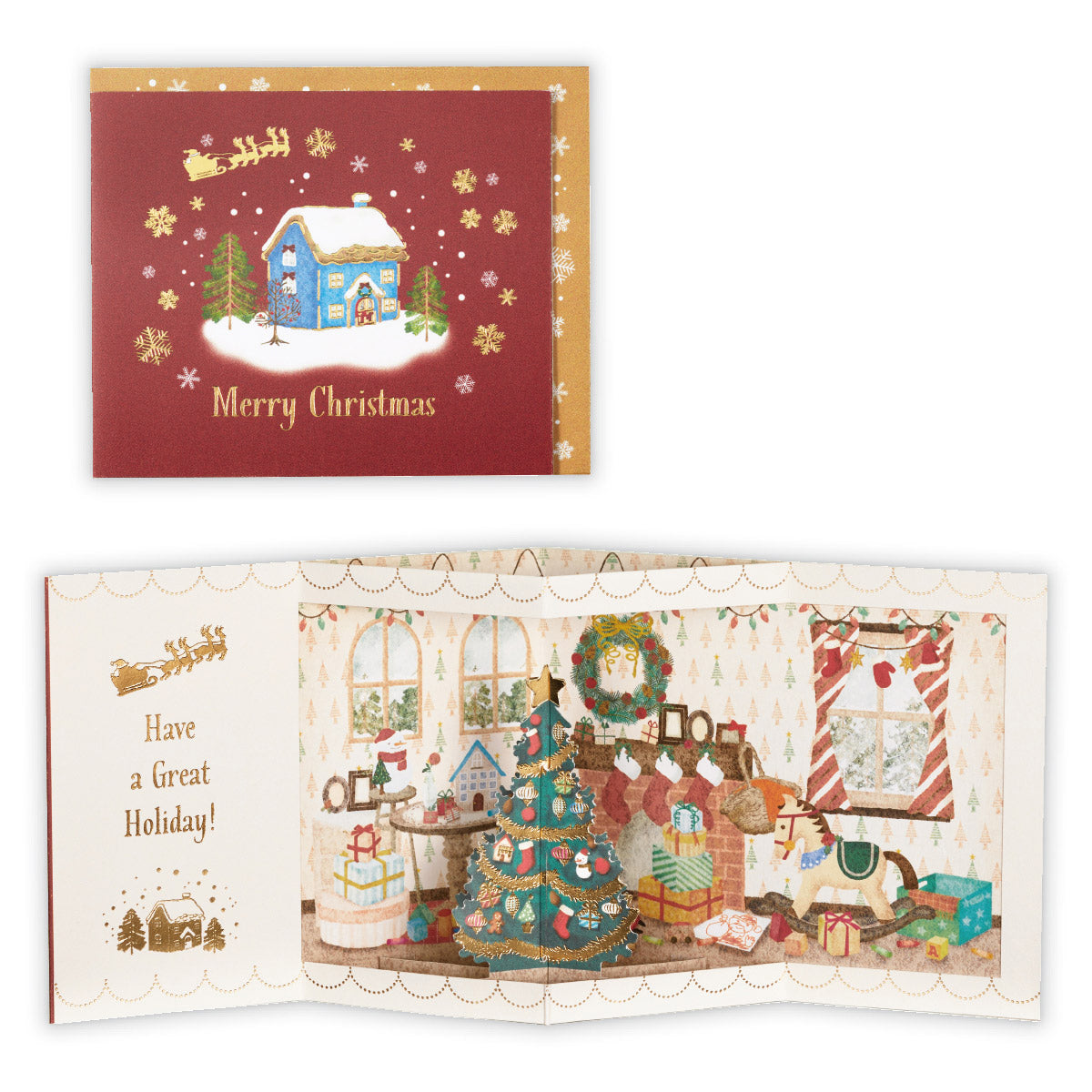 レッド クリスマスハウスⅡ【立体クリスマスカード】