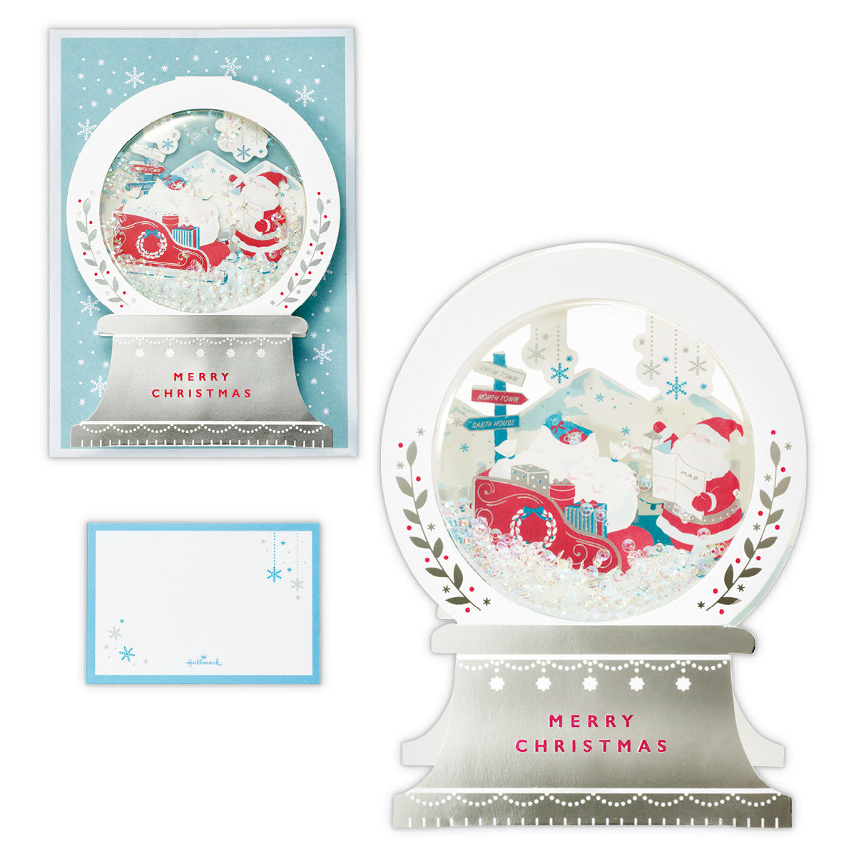 スノードーム サンタとそりⅢ【立体クリスマスカード】