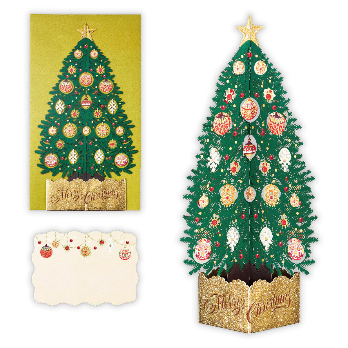 レーザーカット グリーンツリーⅢ【立体クリスマスカード】