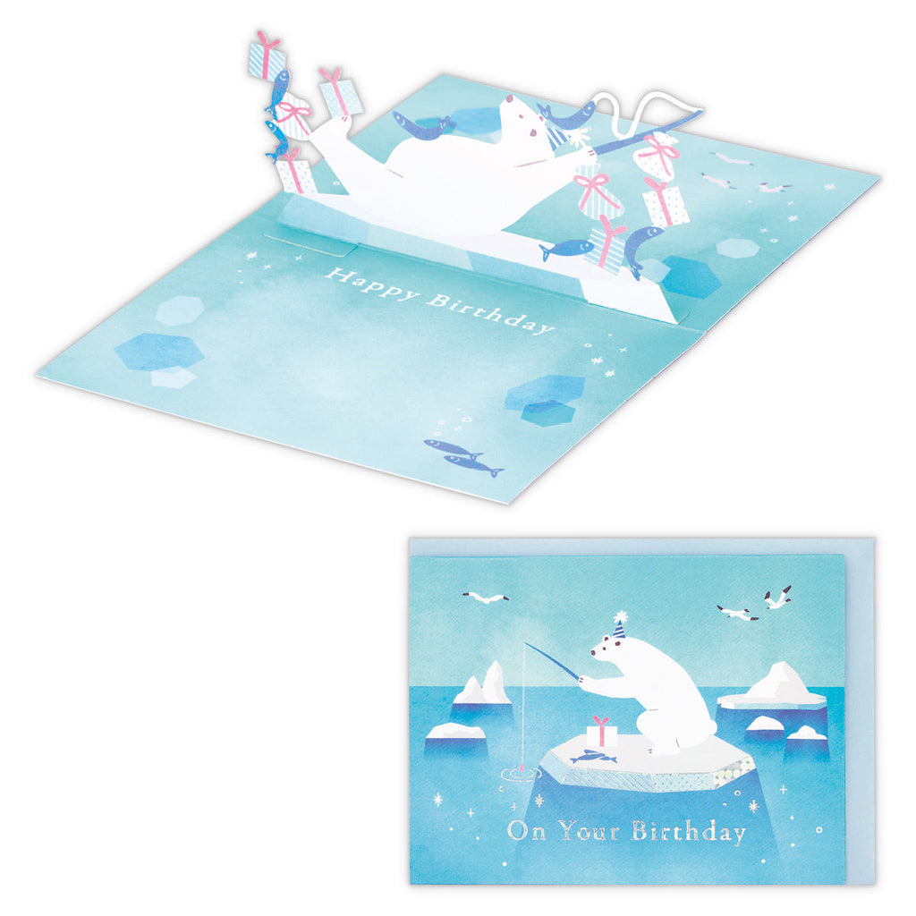 ホワイトアニマル シロクマ【誕生お祝い／立体カード】